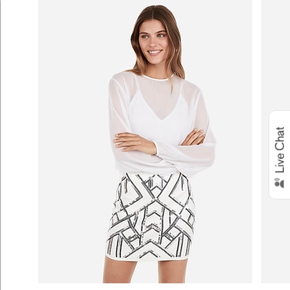 Express High Waisted Sequin Mini Skirt - Picture 3 of 3